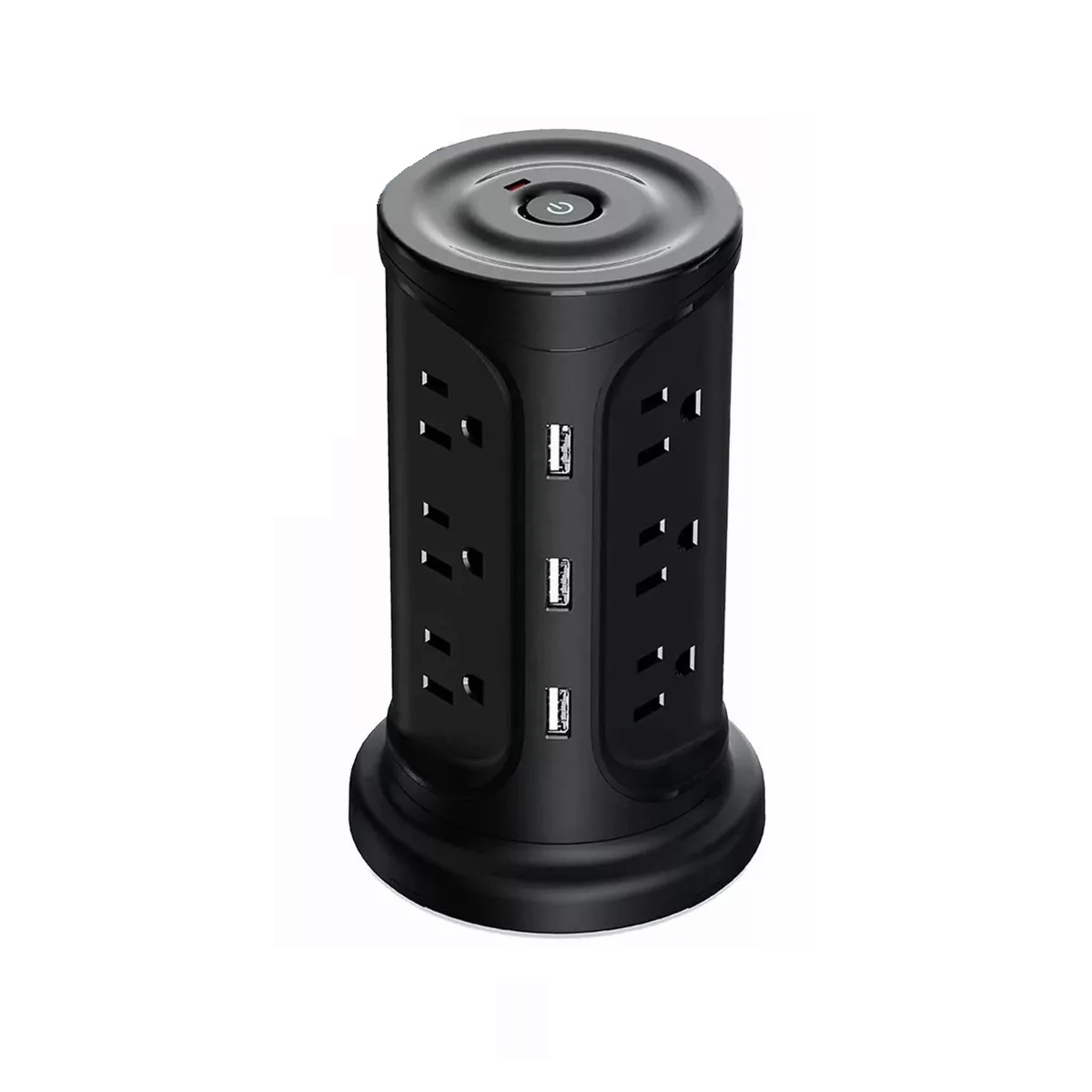 Regleta Vertical Torre Enchufe De Múltiple Estación De Carga Negro