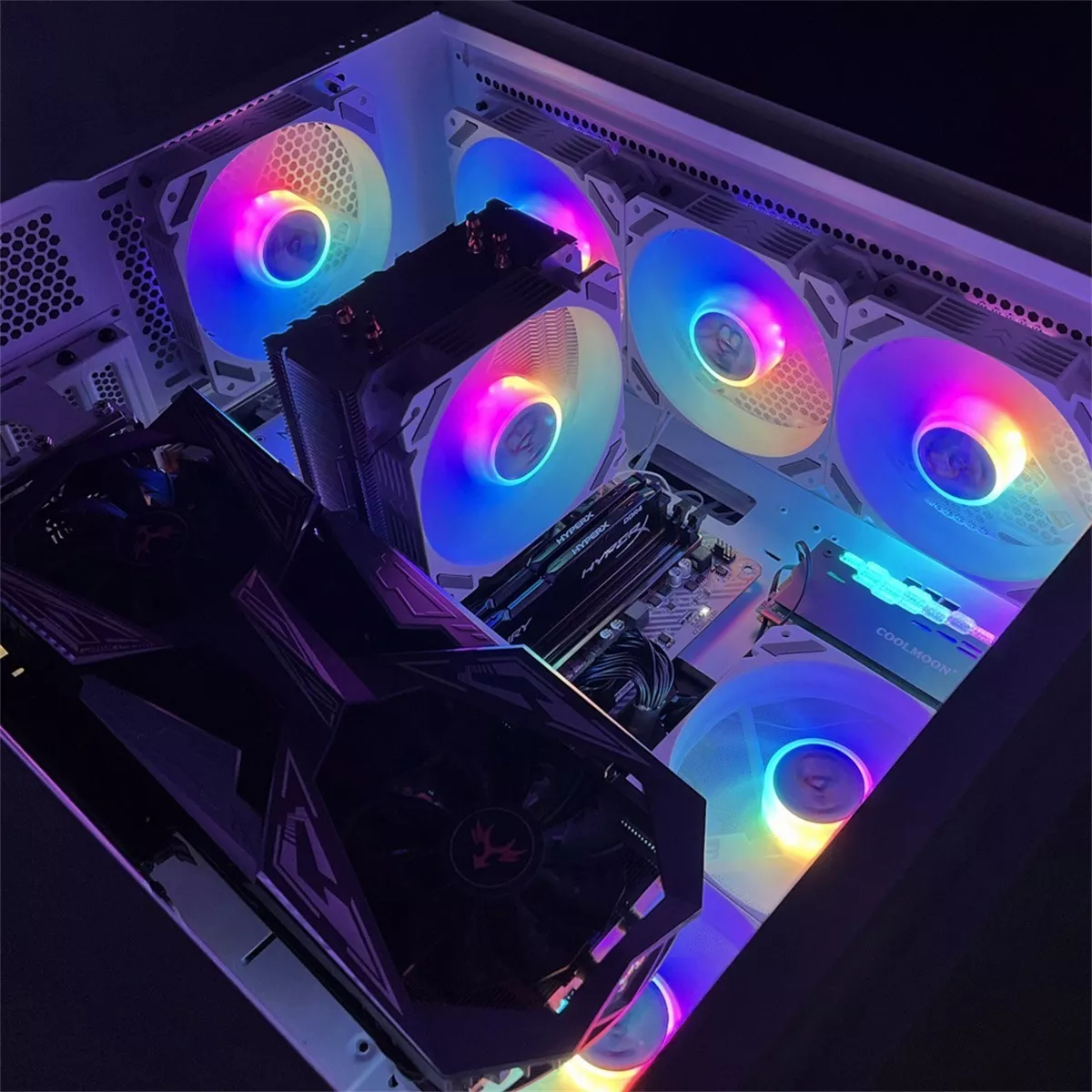 Kit 6 Ventiladores Pc Gamer 120mm Rgb Disipadores Para Cpu Negro