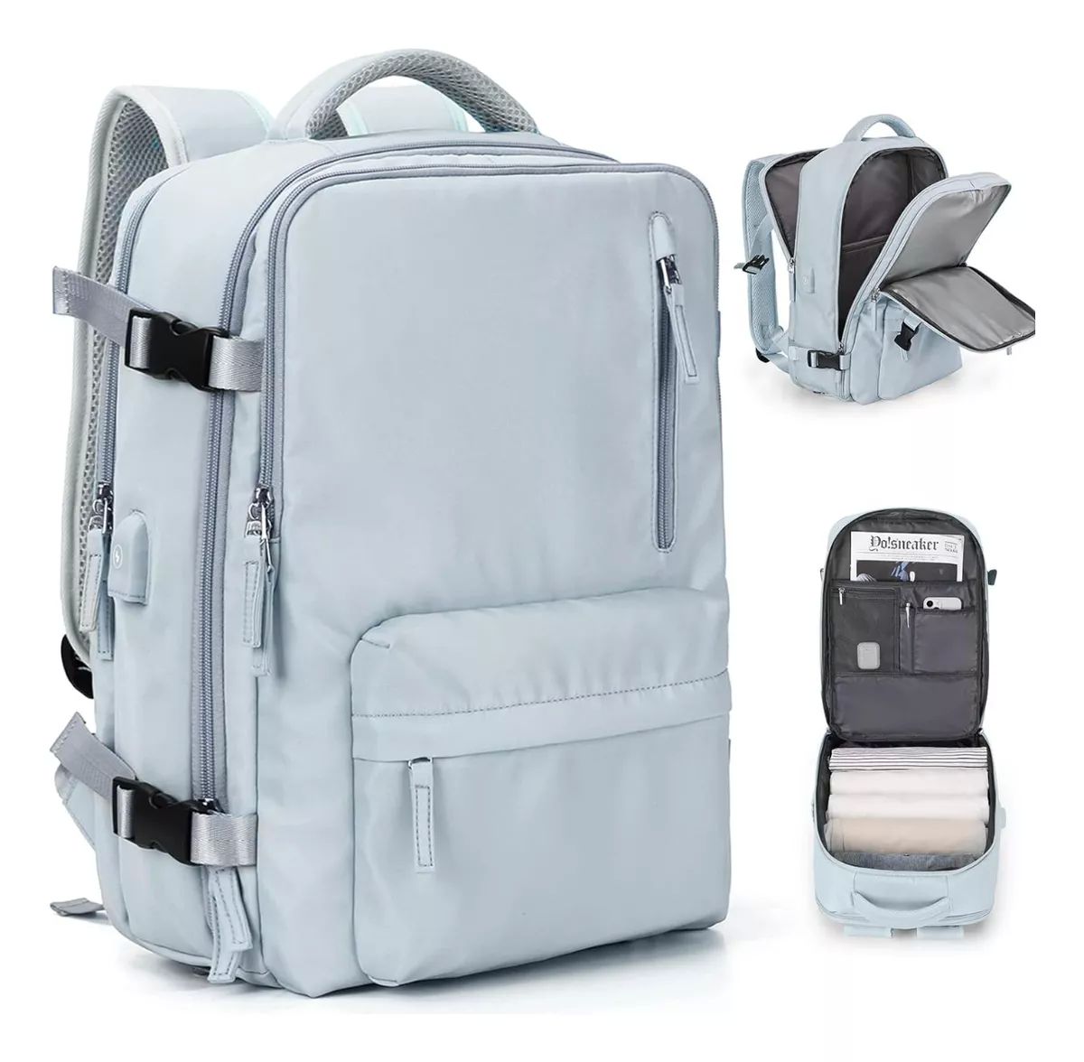 Mochila De Viaje Grande, Mochila Impermeable Para Senderismo color AZUL.