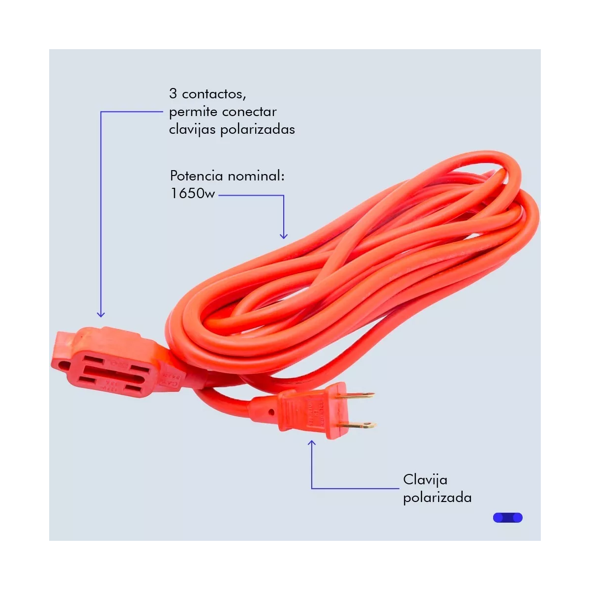 Extensión Eléctrica Uso Rudo Multicontacto 20 Metros Naranja