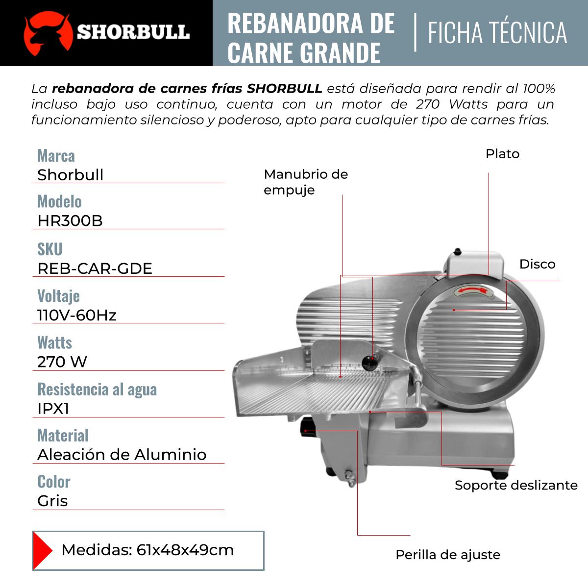 Rebanadora Industrial 300 Cortadora Embutidos Jamon Shorbull.