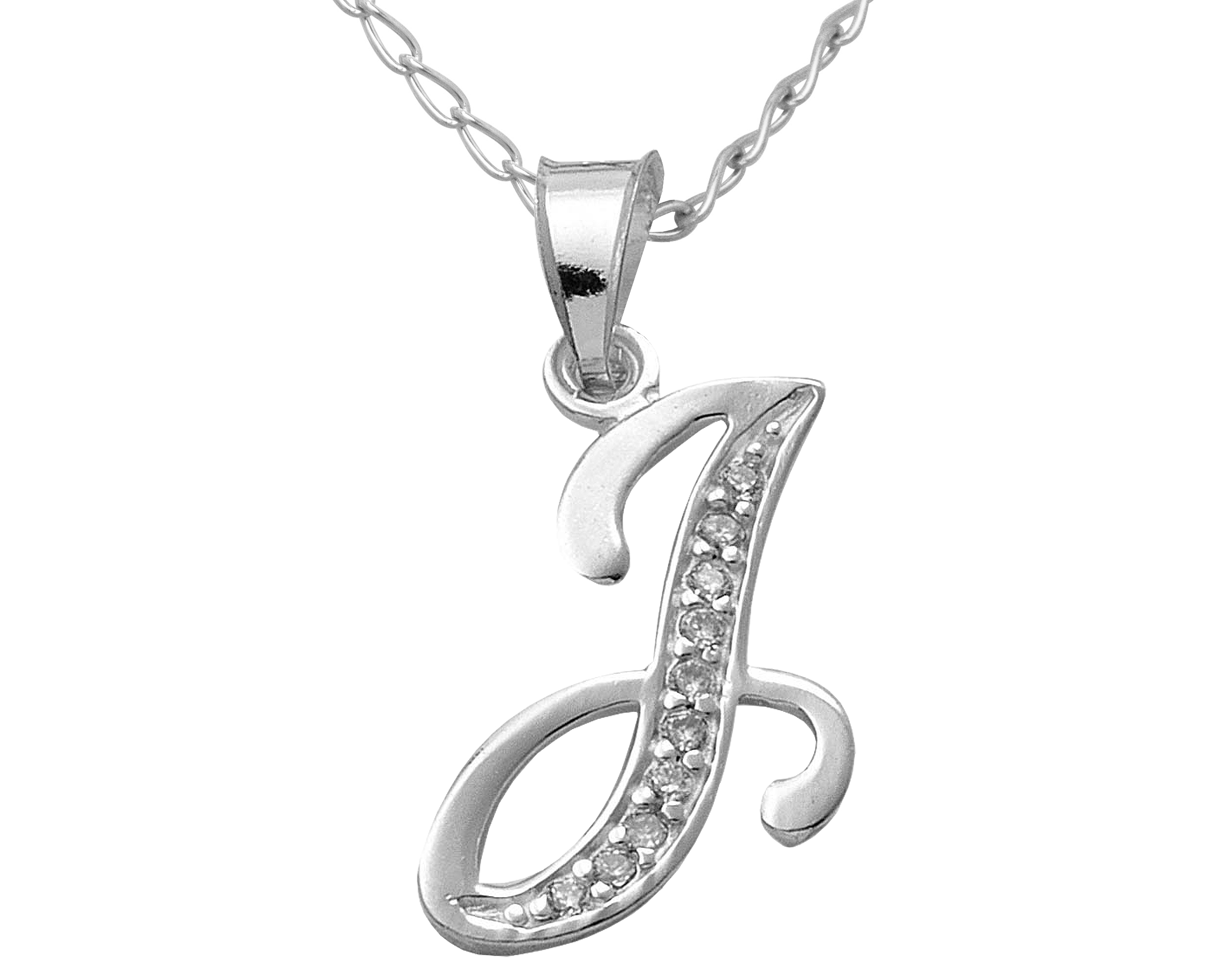 Collar Gargantilla Plata 925 Horoz Letra Inicial Cursiva J 45cm SP1410