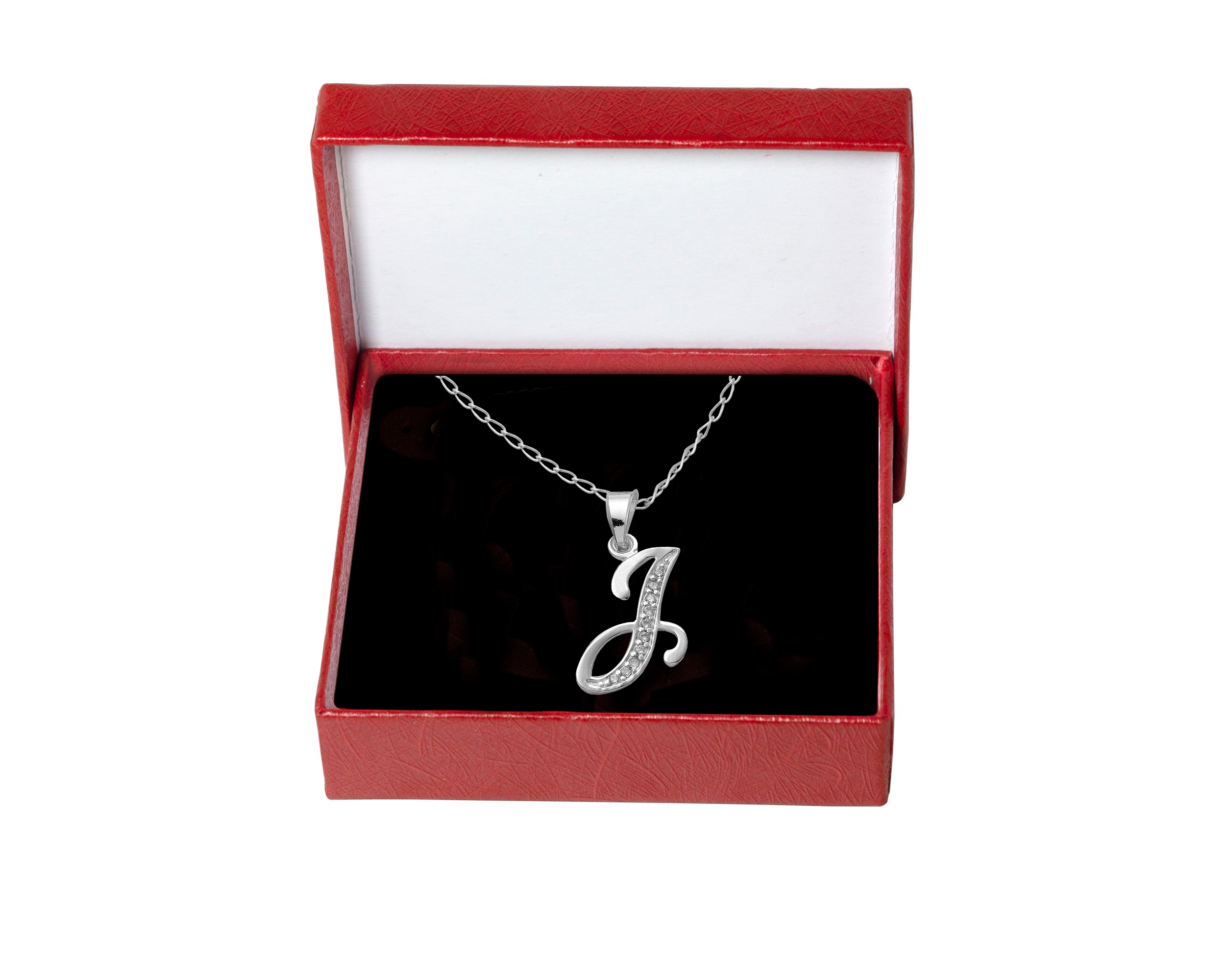 Collar Gargantilla Plata 925 Horoz Letra Inicial Cursiva J 45cm SP1410