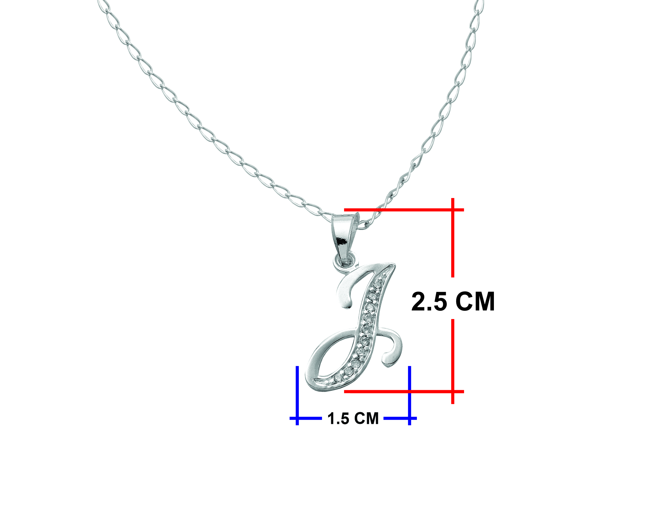 Collar Gargantilla Plata 925 Horoz Letra Inicial Cursiva J 45cm SP1410