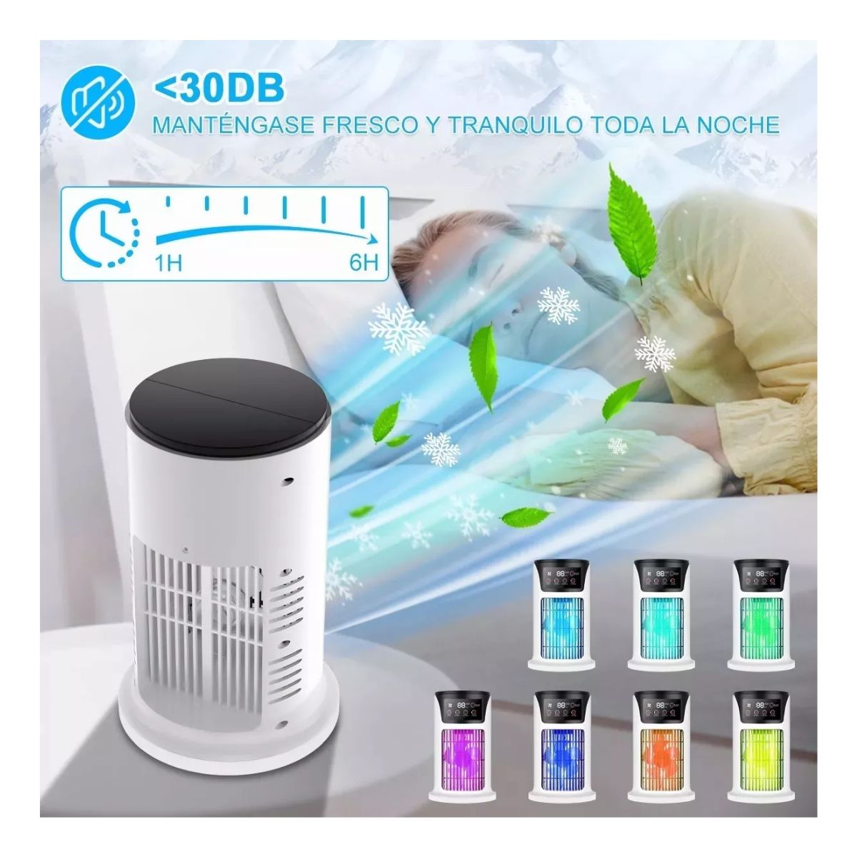 Ventilador De Aire Acondicionado Portátil Mini Usb Blanco/Negro