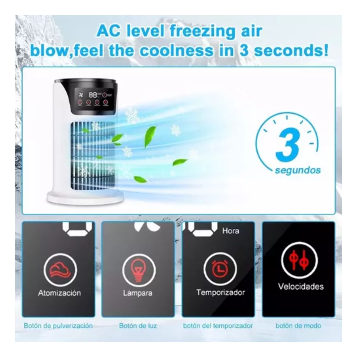 Ventilador De Aire Acondicionado Portátil Mini Usb Blanco/Negro