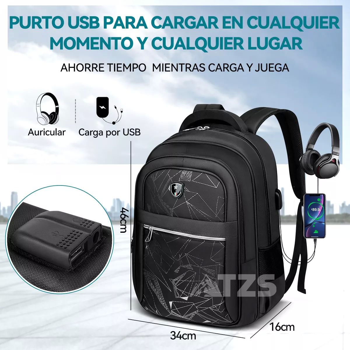 Mochila De Viaje Para Portátil Laptop Impemeable Resistente .