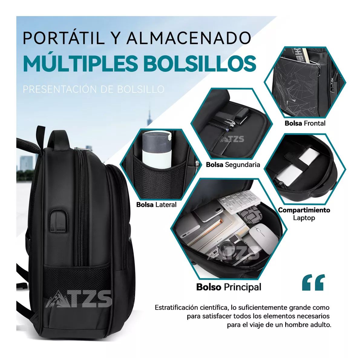 Mochila De Viaje Para Portátil Laptop Impemeable Resistente .