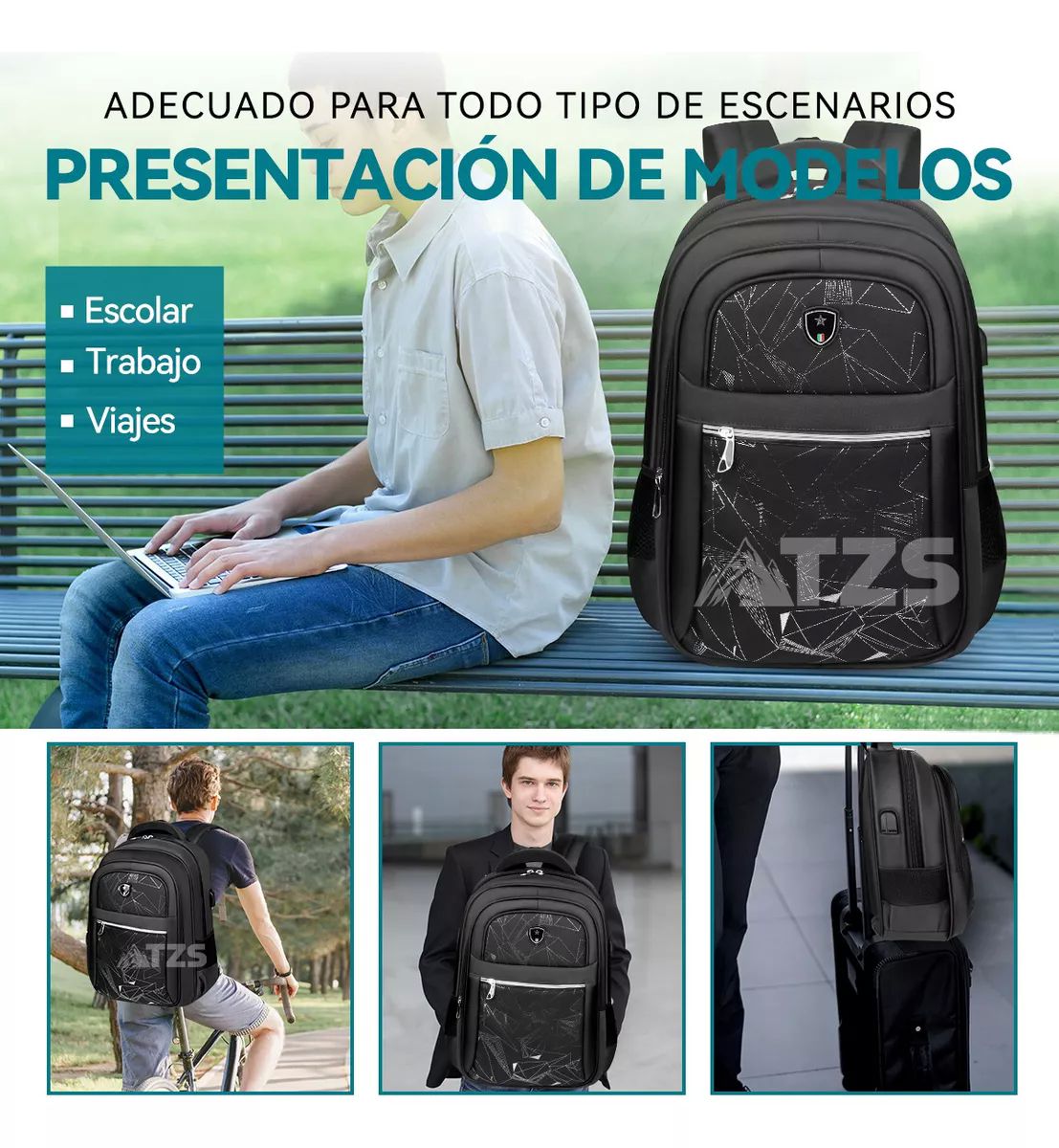 Mochila De Viaje Para Portátil Laptop Impemeable Resistente .