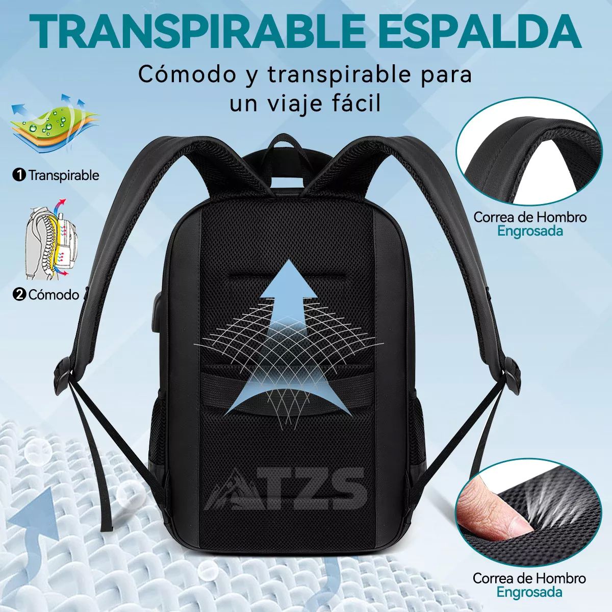 Mochila De Viaje Para Portátil Laptop Impemeable Resistente .