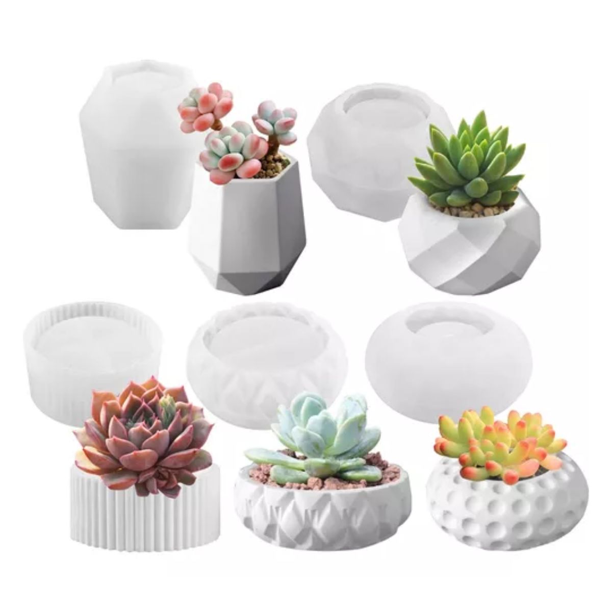 5pz Moldes Pequeñas Jardineras Moldes Para Maceta Plantas Blanco