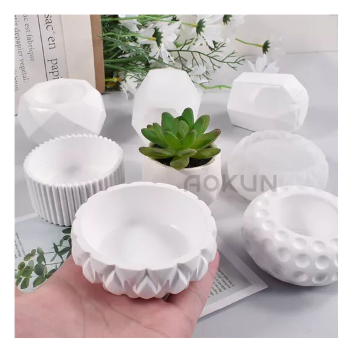 5pz Moldes Pequeñas Jardineras Moldes Para Maceta Plantas Blanco