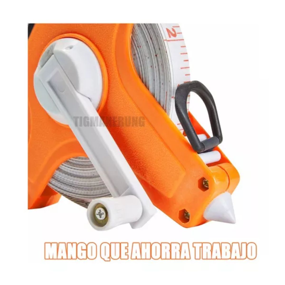 Cinta Métrica Larga De Fibra De Vidrio 100 Metros Herramienta Naranja/Plata