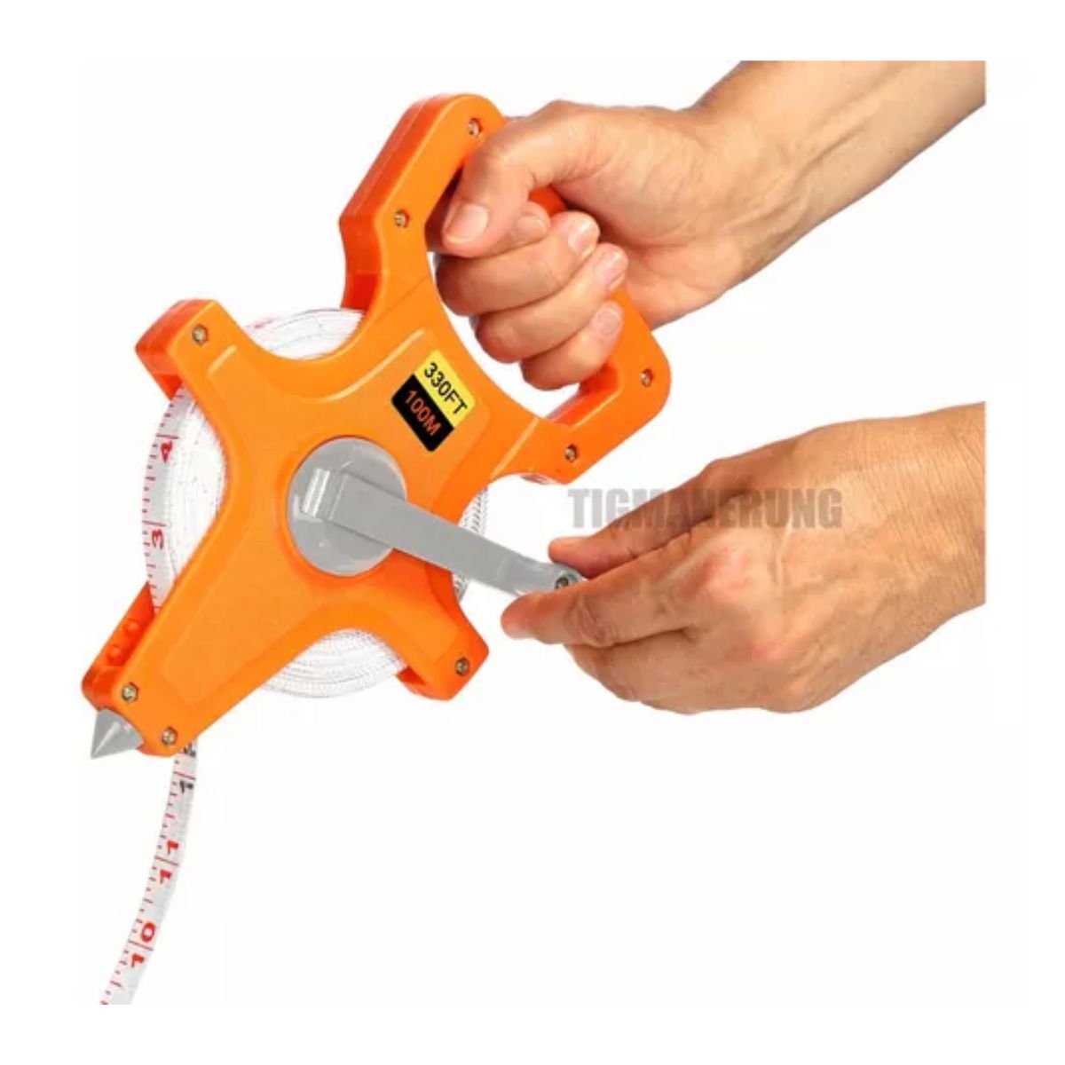 Cinta Métrica Larga De Fibra De Vidrio 100 Metros Herramienta Naranja/Plata