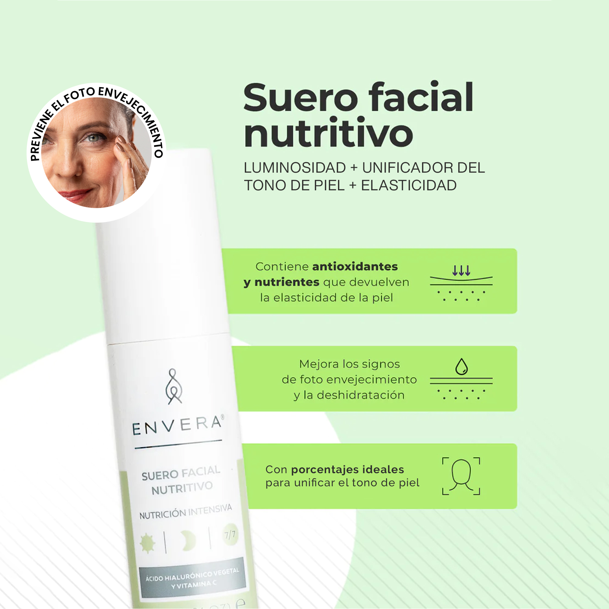 Serum Facial Nutritivo Envera Hidratante y Reafirmante 30 ml 