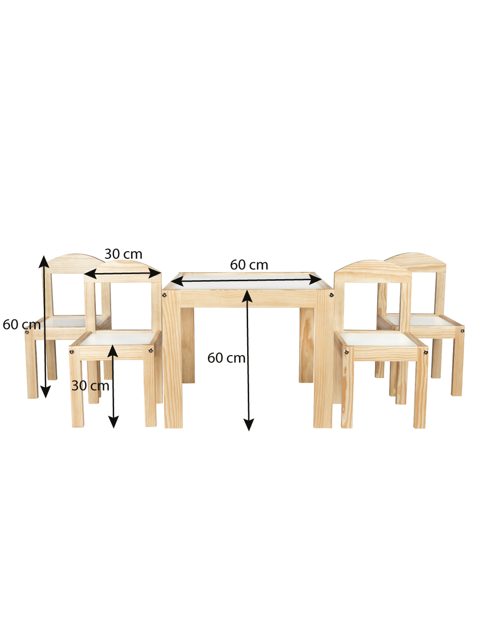 Set Sillas infantiles con Mesa cuadrada de madera - Duduk