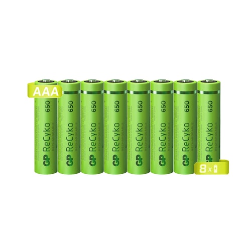 8 Pilas Baterías Recargables GP tamaño AAA de 650mAh