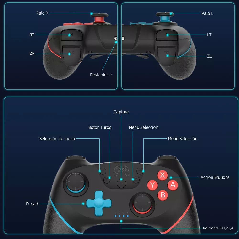 Control Inalámbrico Gamepad Para Nintendo Switch Y Pc