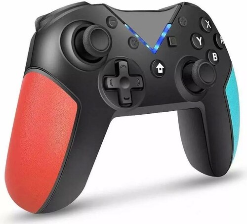 Control joystick inalámbrico Monbelle Gamepad02 Bluetooth color NEGRO (con franjas rojas y azules)
