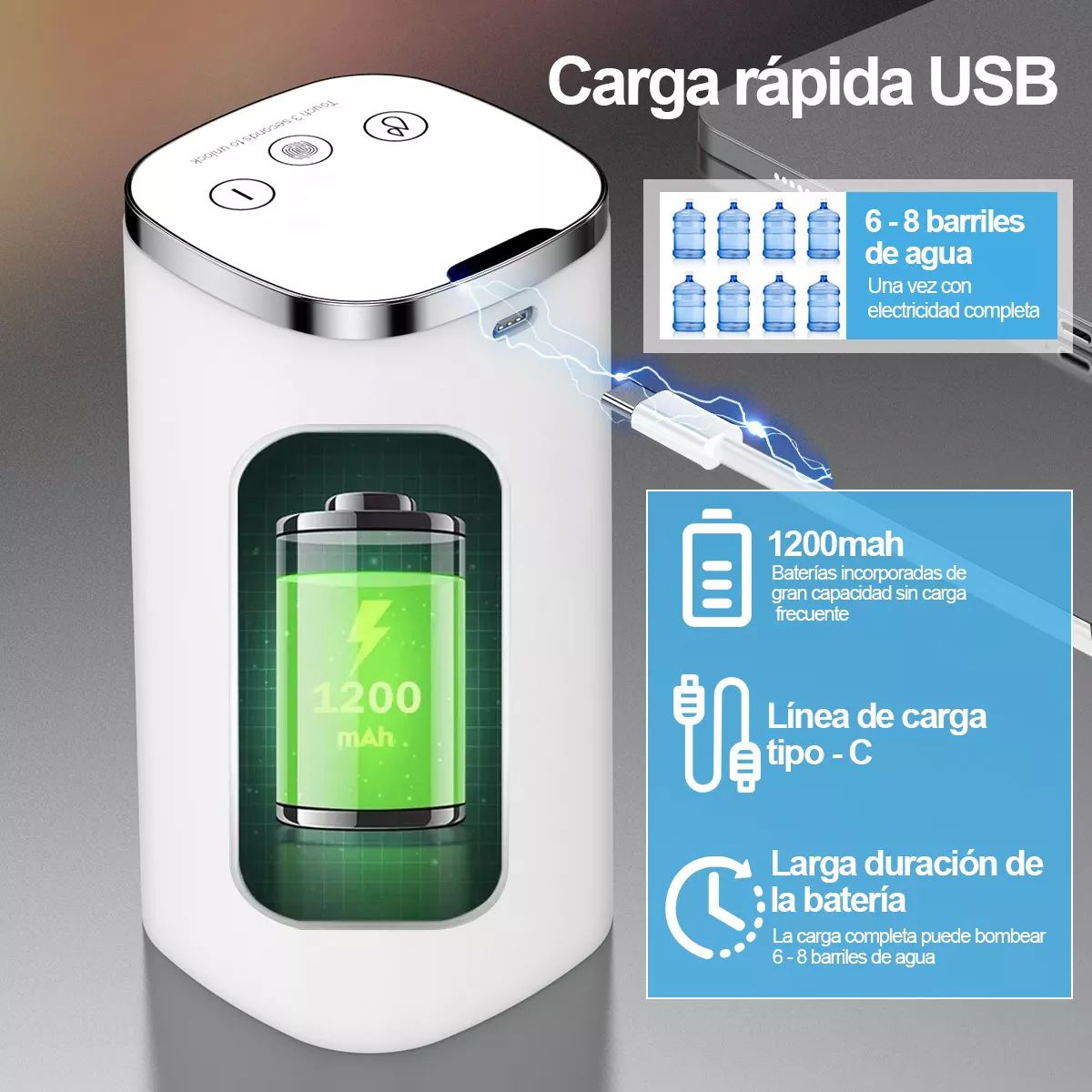 Dispensador De Agua Electrico Bomba De Garrafon Recargable