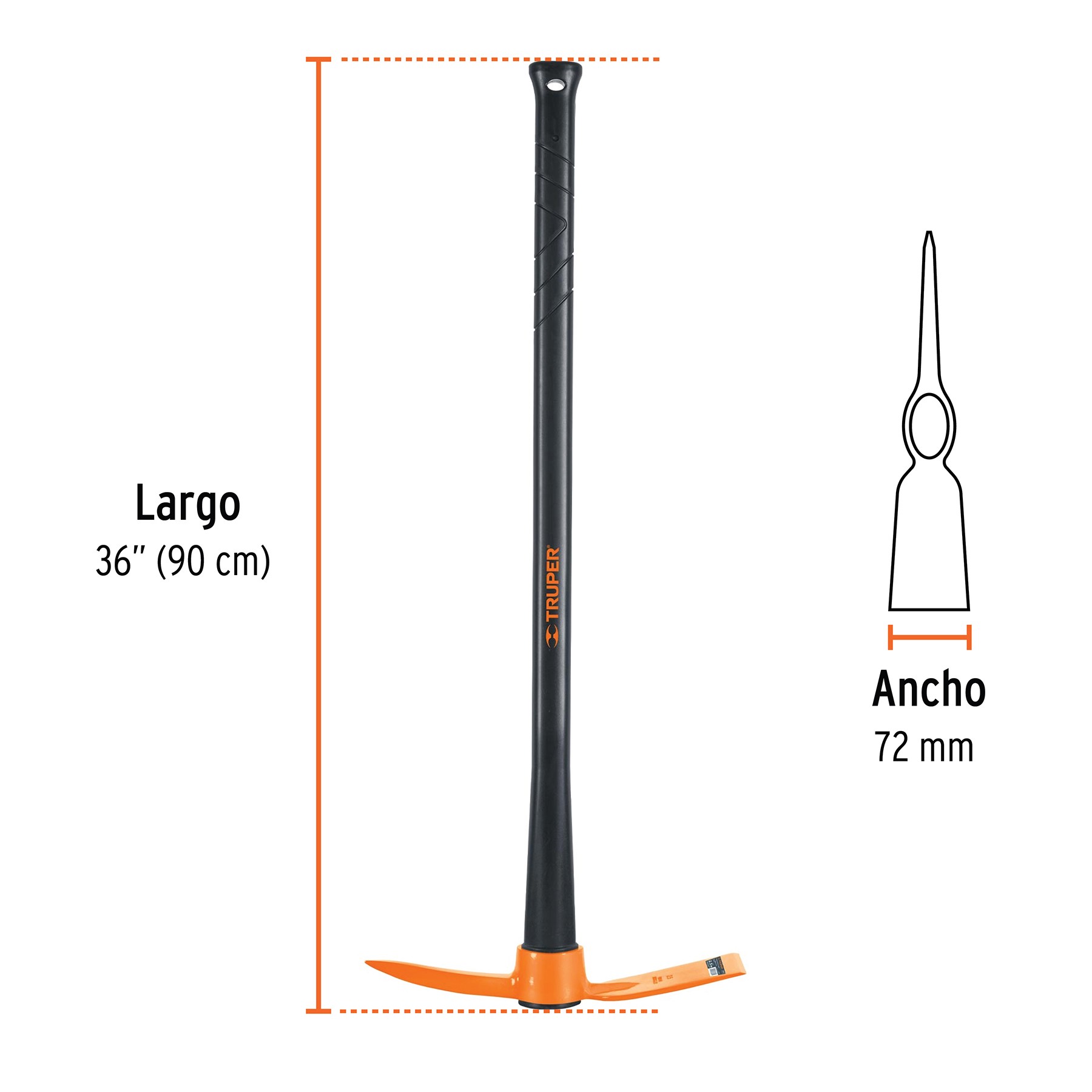 TALACHO-PICO 2.5 LB CON MANGO DE FIBRA DE VIDRIO DE 36" TRUPER 18631