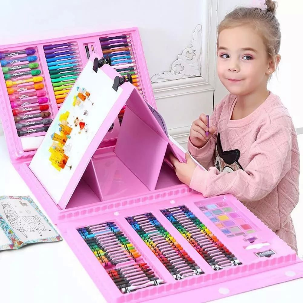 208kit Acuarela Pluma Lápices Niños Kit De Dibujo Y Pinturas