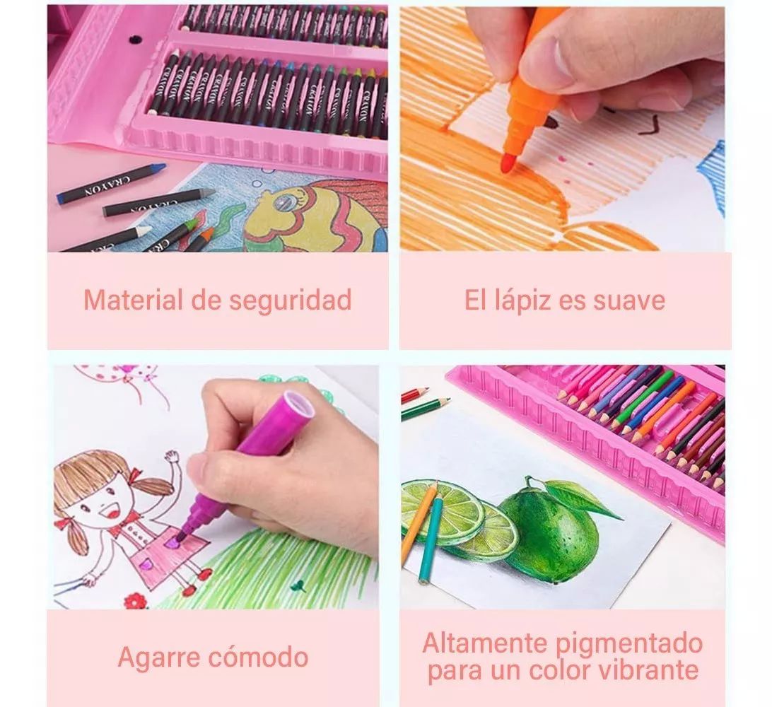 208kit Acuarela Pluma Lápices Niños Kit De Dibujo Y Pinturas