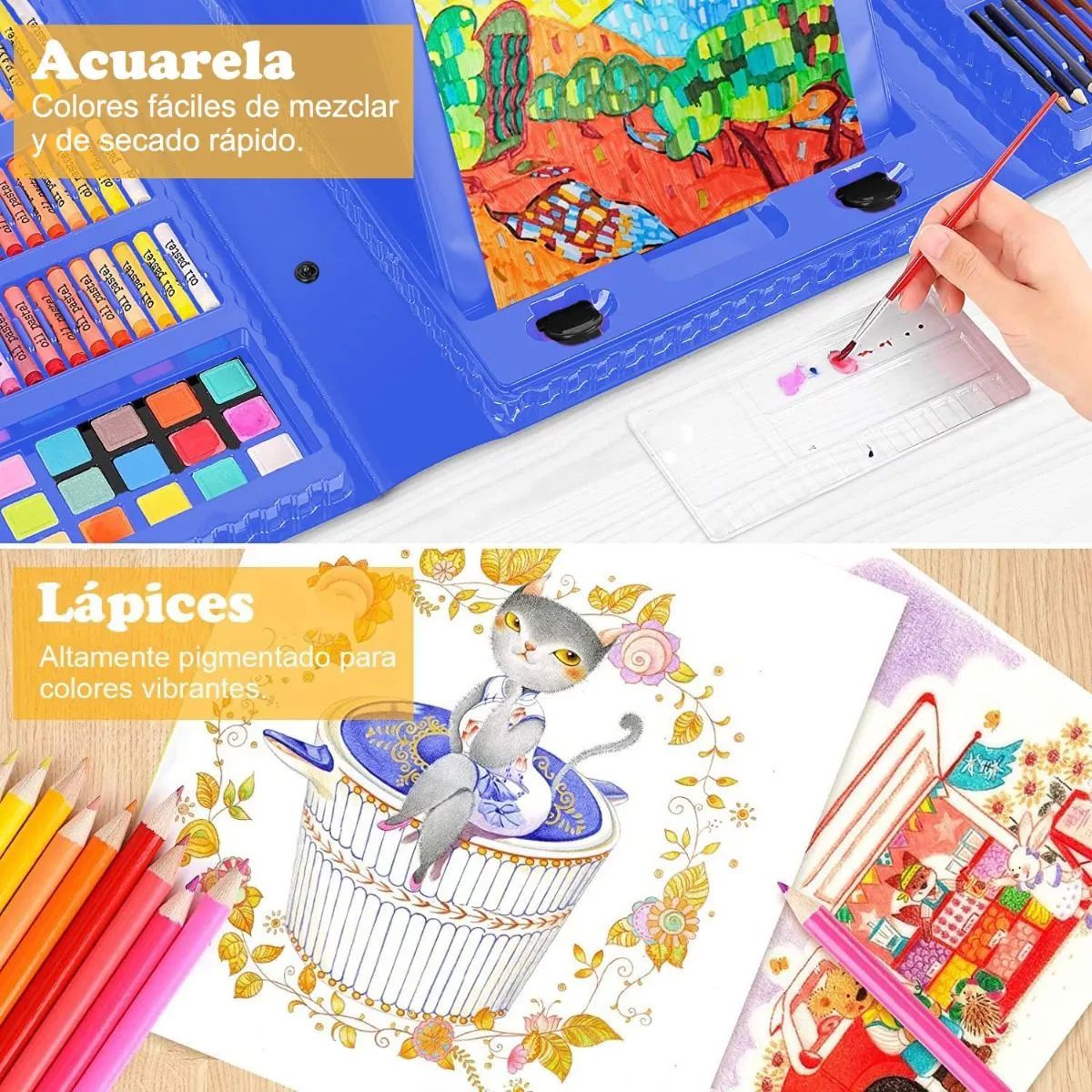 Colores Lápices Kit Dibujo 208pcs, Set De Arte Profesional