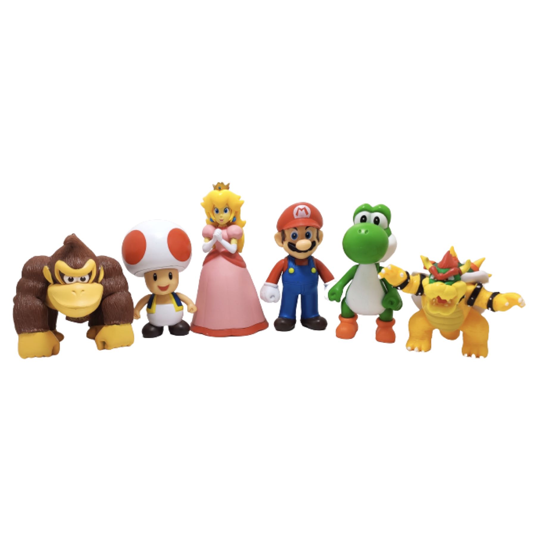 Set de Figuras Mario Bros 6pzs Juguetes Bowser Peach Yoshi Hongo Toad Donkey Kong Pack