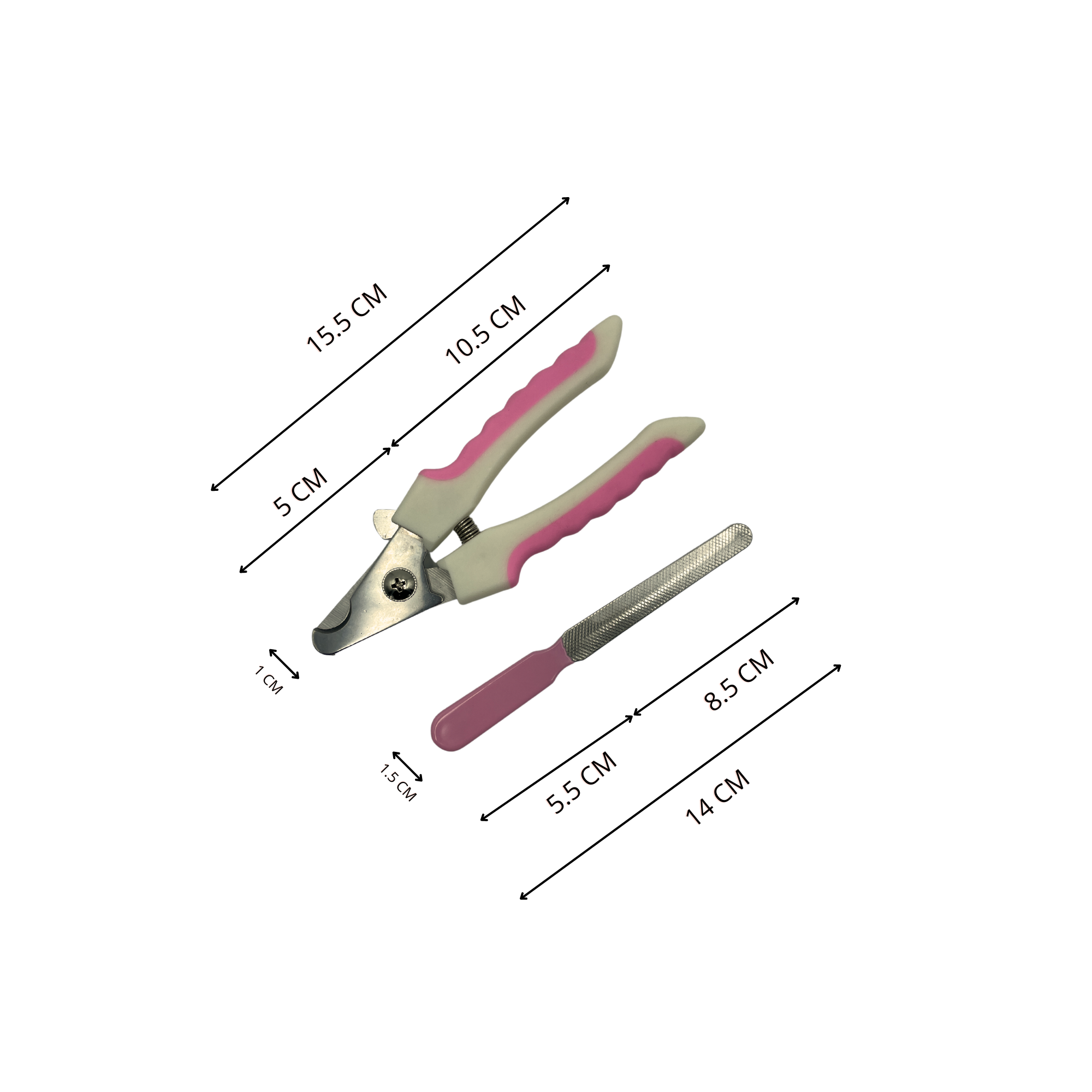 Kit Cortauñas Manual con Lima para Mascotas Rosa Unitalla