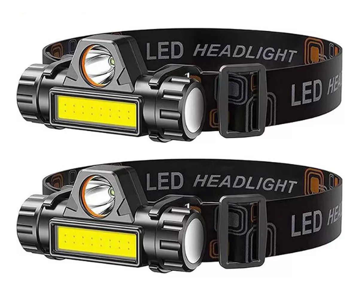 Usb Lampara De Cabeza Linterna Iluminacion Doble Recargable