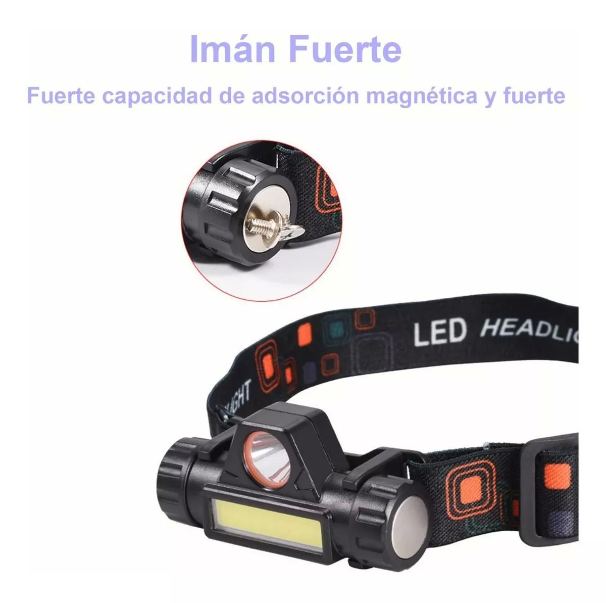 Usb Lampara De Cabeza Linterna Iluminacion Doble Recargable