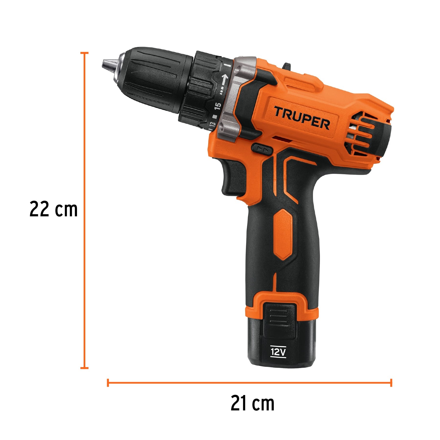 TALADRO COMPACTO INALÁMBRICO 3/8", 12 V, TRUPER 18653