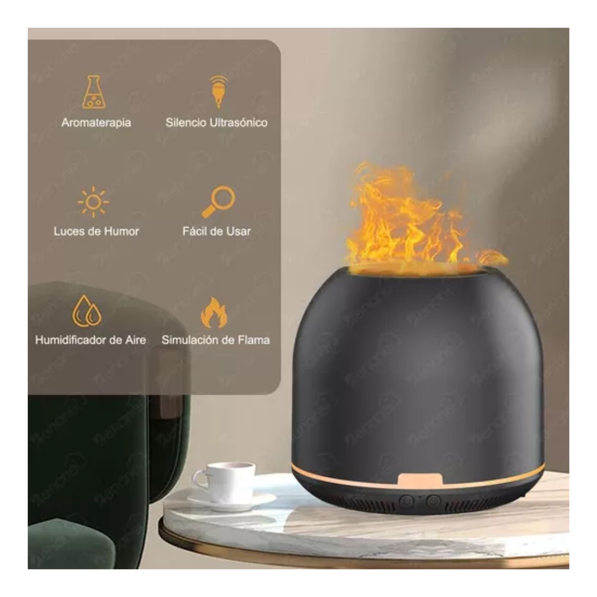 Humidificador Y Difusor De Aceites Esenciales-200 Ml Negro 