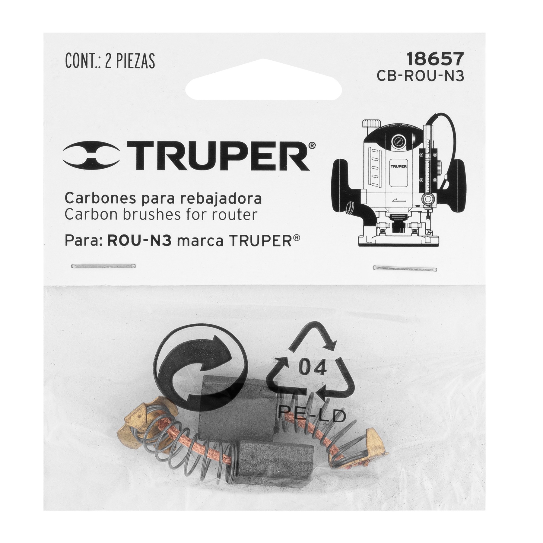 BOLSA CON 2 CARBONES DE REPUESTO PARA ROU-N3 TRUPER 18657