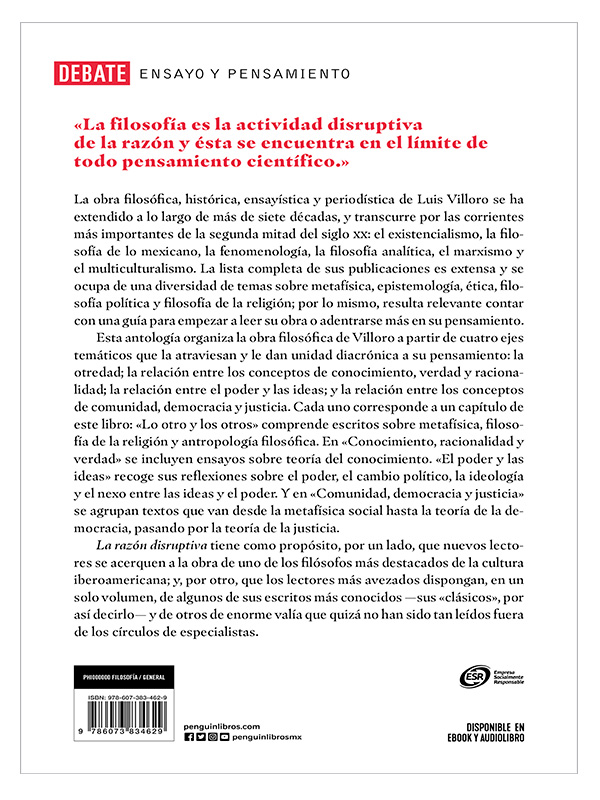 La Razón Disruptiva. Antología Autor Luis Villoro