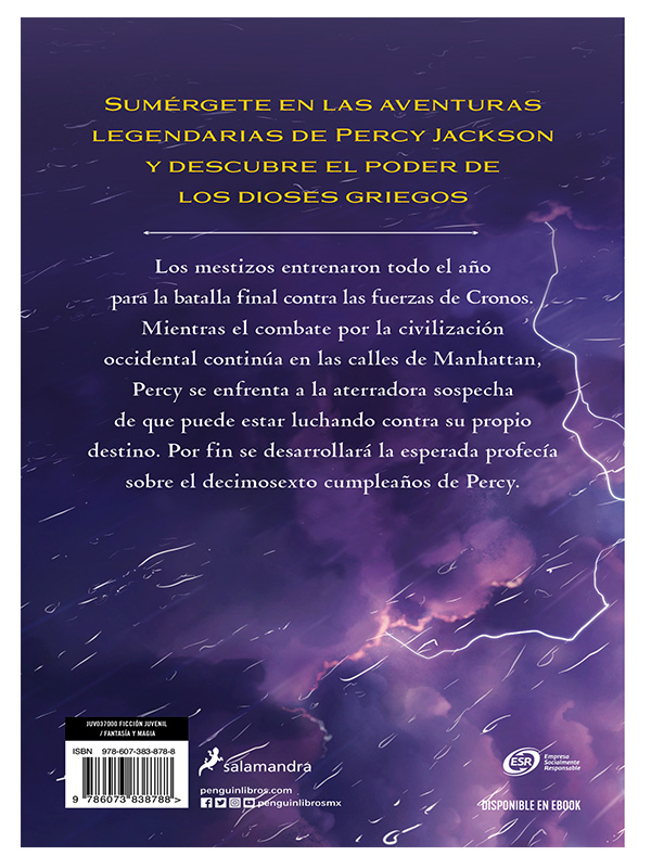 El Último Héroe Del Olimpo / Percy Jackson Y Los Dioses Del Olimpo / Vol. 5 Autor Rick Riordan
