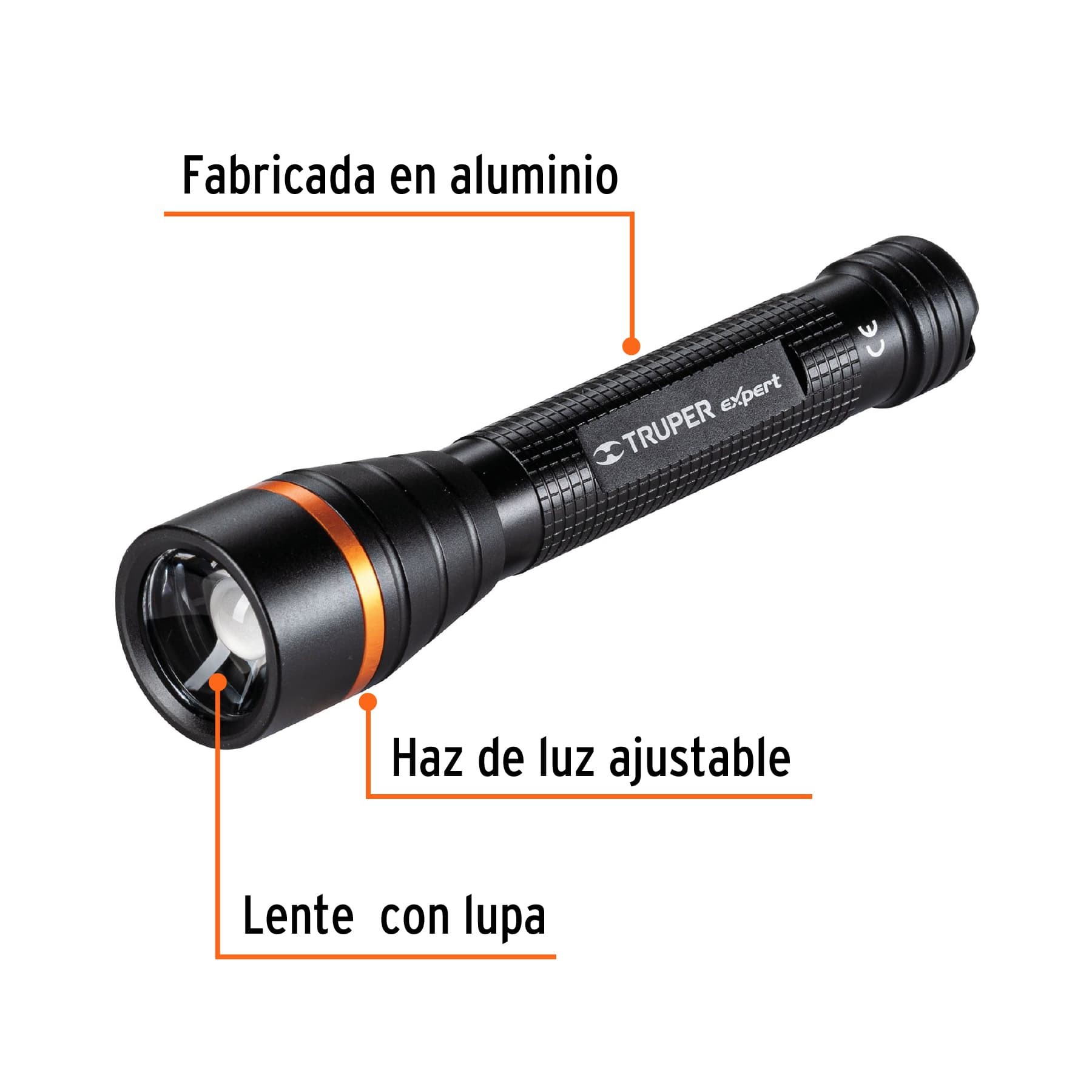 LINTERNA DE ALUMINIO LED CREE 235 LM CON 2 PILAS AA, TRUPER 18800
