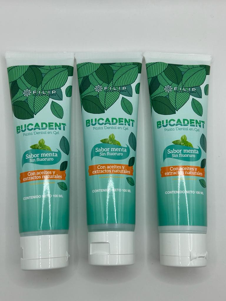 Pasta De Dientes Bucadent Sabor Menta Sin Fluoruro Filip (3 piezas)