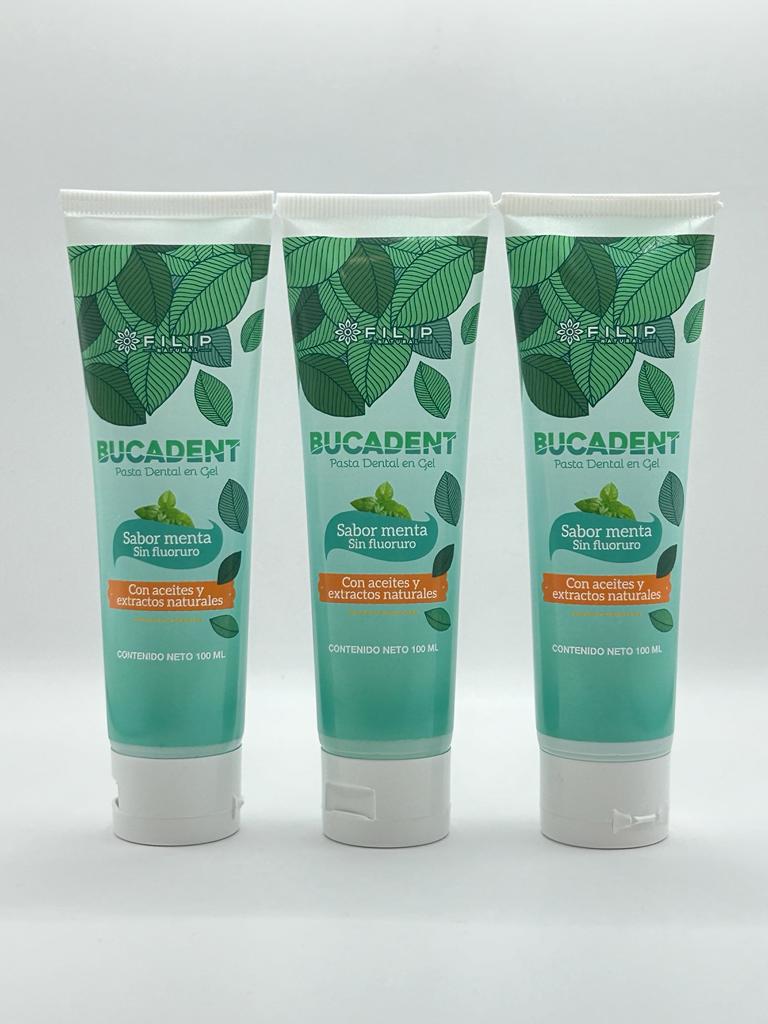 Pasta De Dientes Bucadent Sabor Menta Sin Fluoruro Filip (3 piezas)