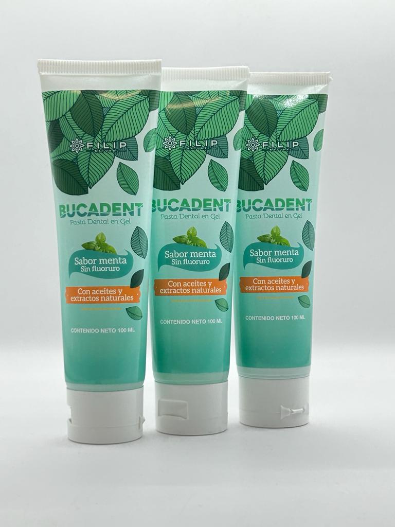 Pasta De Dientes Bucadent Sabor Menta Sin Fluoruro Filip (3 piezas)