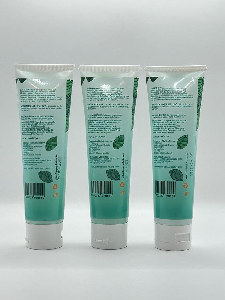 Pasta De Dientes Bucadent Sabor Menta Sin Fluoruro Filip (3 piezas)