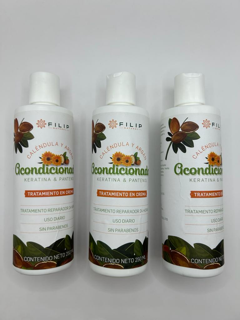 Acondicionador De Caléndula Y Argán Filip Con Aceite De Coco (3 piezas)