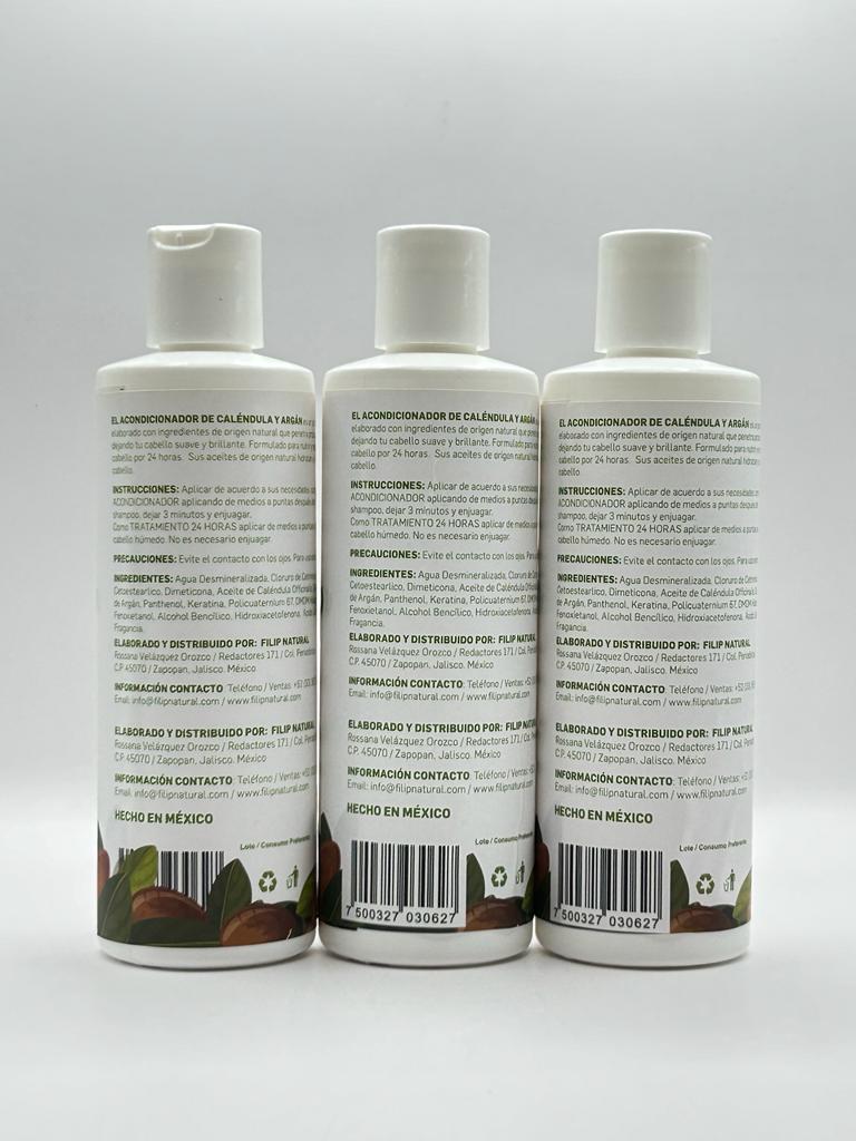 Acondicionador De Caléndula Y Argán Filip Con Aceite De Coco (3 piezas)