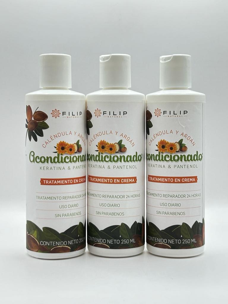 Acondicionador De Caléndula Y Argán Filip Con Aceite De Coco (3 piezas)