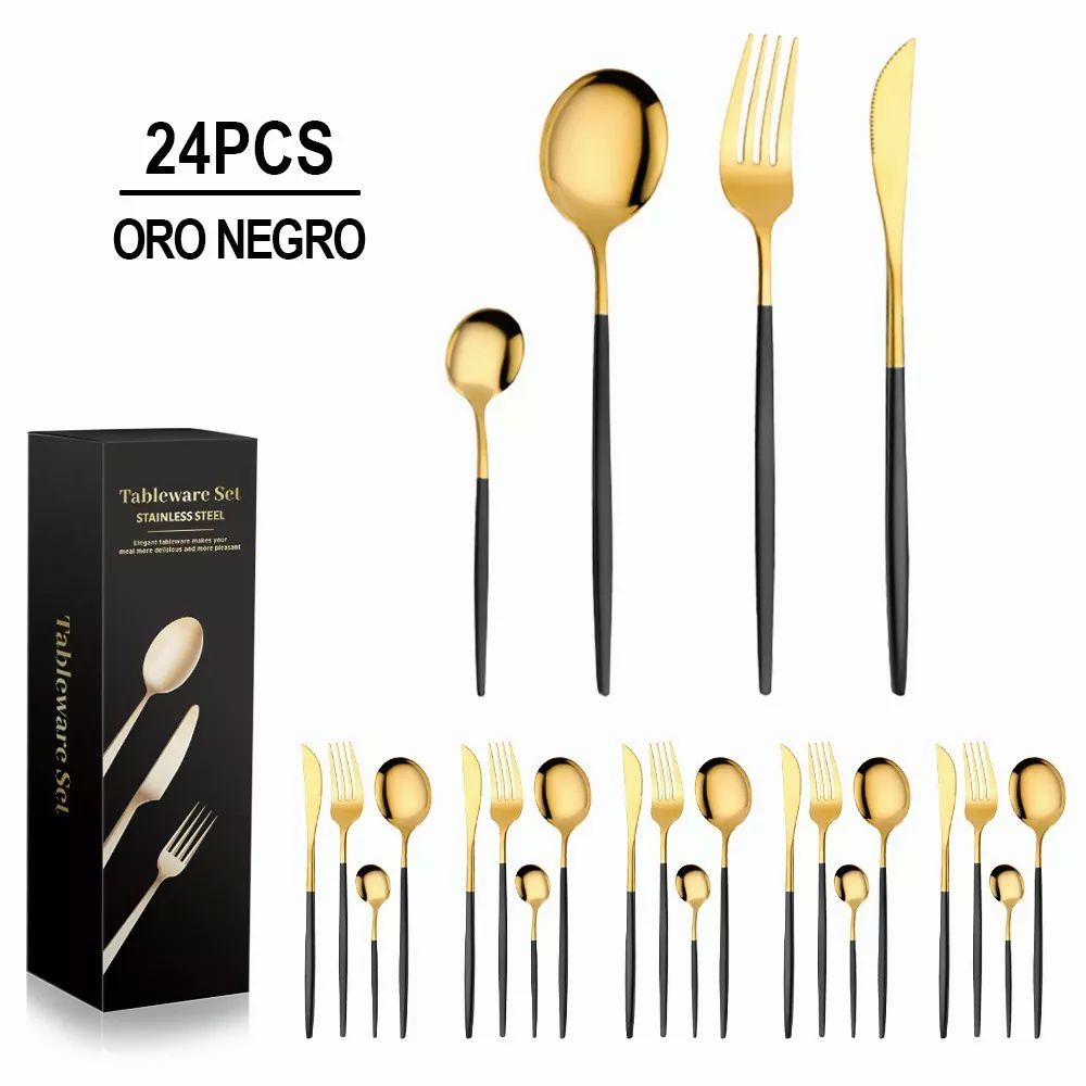 Juego De 24 Piezas De Cuchillo, Tenedor Y Cuchara