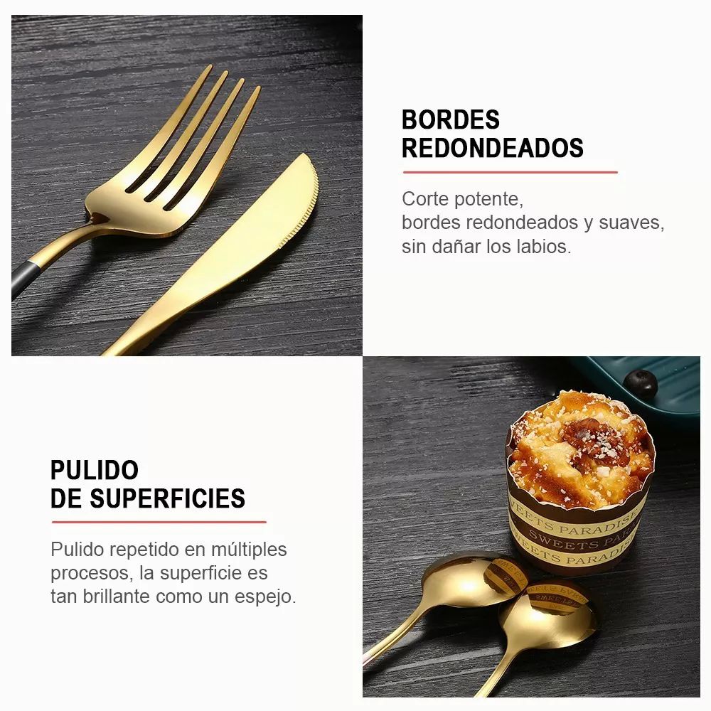 Juego De 24 Piezas De Cuchillo, Tenedor Y Cuchara