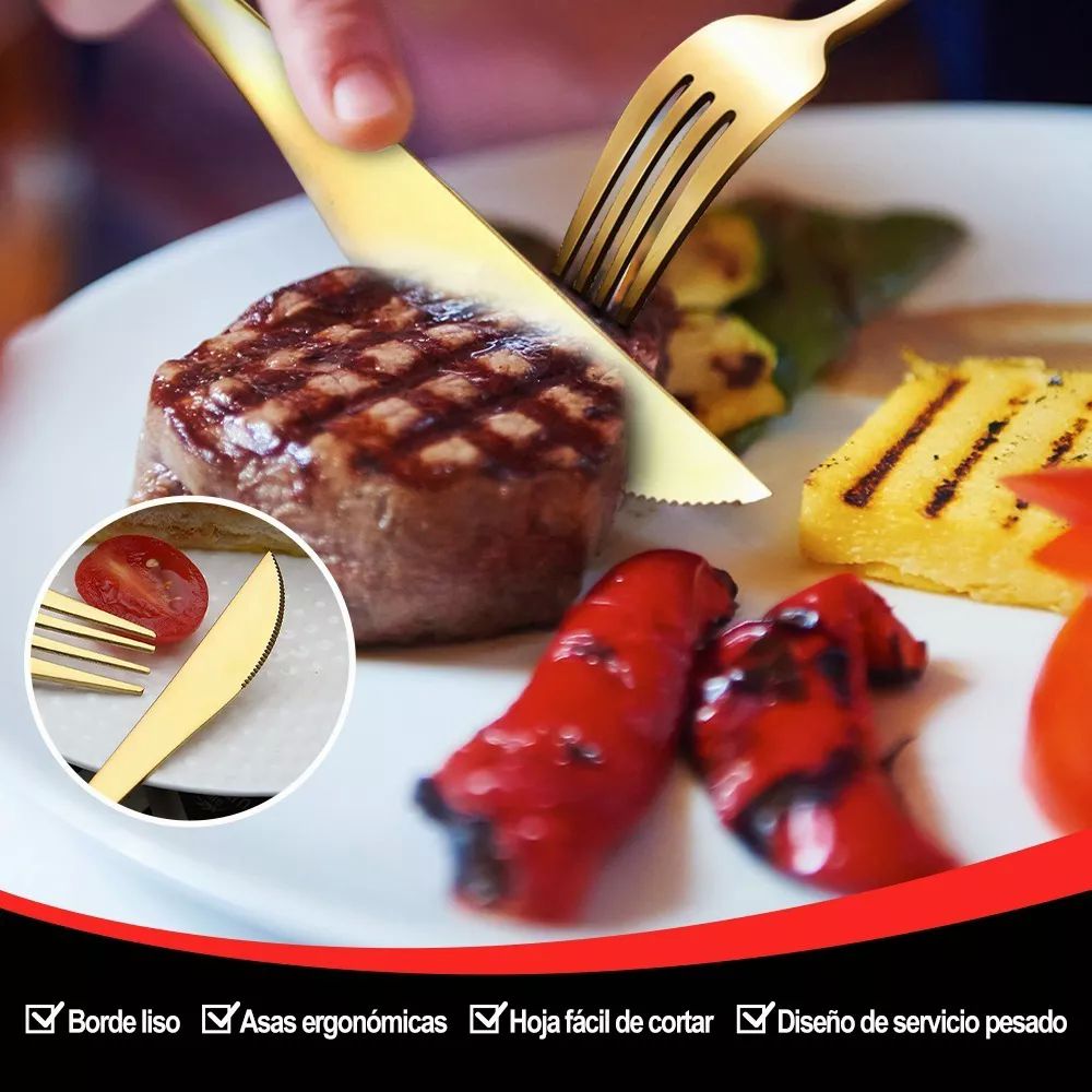 Juego De 24 Piezas De Cuchillo, Tenedor Y Cuchara