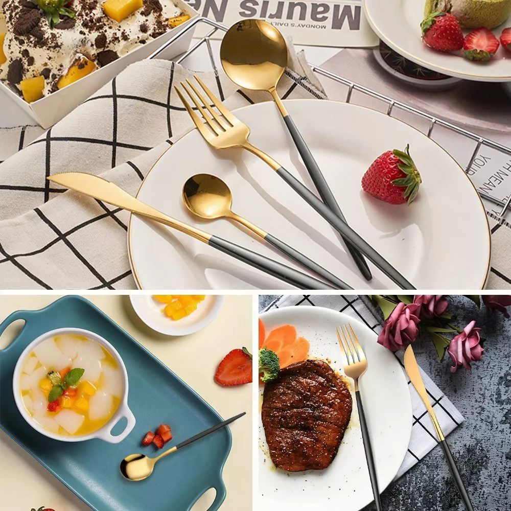 Juego De 24 Piezas De Cuchillo, Tenedor Y Cuchara