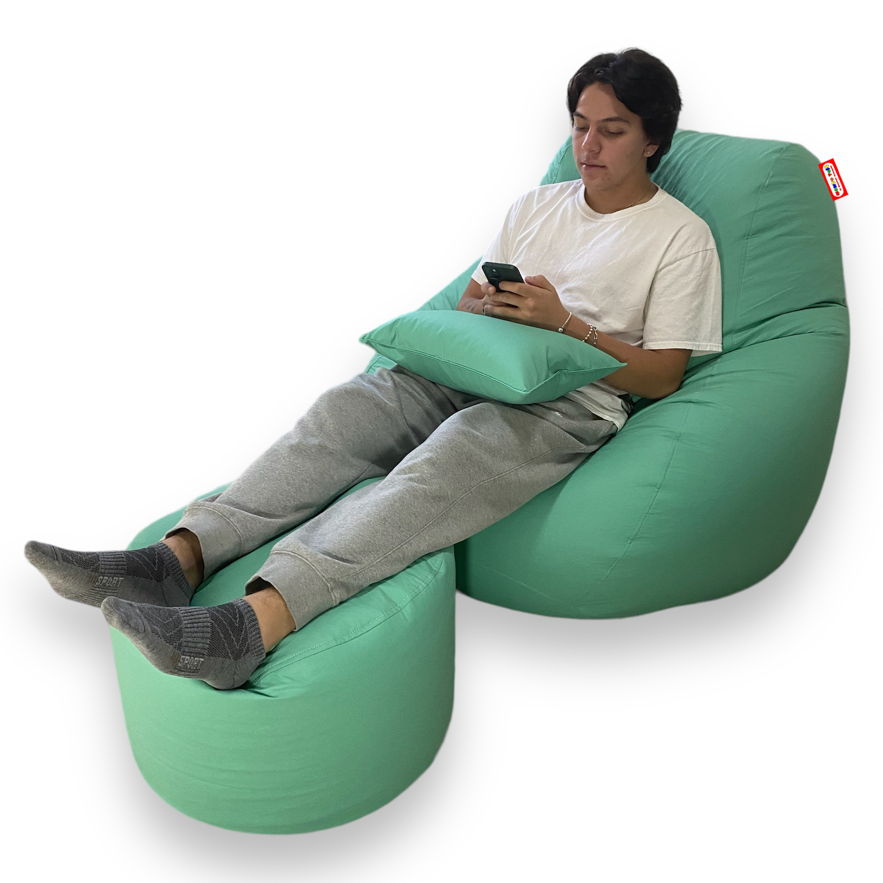 ComboPuff, Incluye Sillon Puff Pera Gigante + Puff Cilindro descansapies + Cojin decorativo.